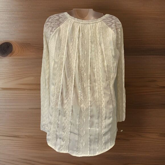 Anthropologie One September Lace Sweater Womens XS Cream Boho Feminine Fairy Y2K - Picture 6 of 10